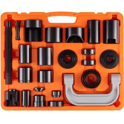 Produktbild von 25-tlg. Kugelgelenk Traggelenk Abzieher - Ausdrücker Set 520 x 430 x 90 mm - Universal Kugelgelenk Auspresswerkzeug Set - Kohlenstoffstahl KFZ Werkzeug Satz mit Kasten - Kugelgelenkabzieher