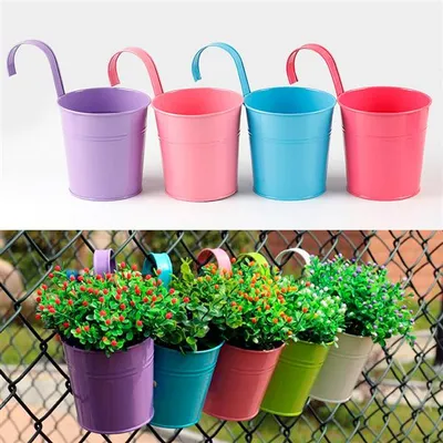Produktbild von Yaheetech 10er Hängetöpfe Set Pflanztopf Blumentopf Übertopf Pflanzenhalter mit Haken Balkon Wanddekoration