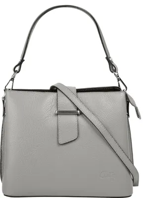 Produktbild von Damen Handtasche grau mit Magnetlasche, abnehmbarem Schultergurt, H21xB25xT12 cm