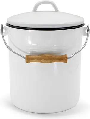 Produktbild von Karl Krüger M5 Emaillierter Mülleimer mit Deckel, weiß, 5 Liter
