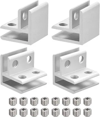 Produktbild von Famanu Glasklem 90 Grad 4 Stück Aluminiumlegierung für Plattenhalter - Doppelter Glashalter