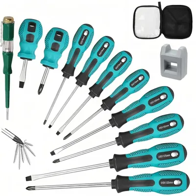 Productafbeelding van Een set van 11 schroevendraaiers met een magnetische punt en een spanningszoeker