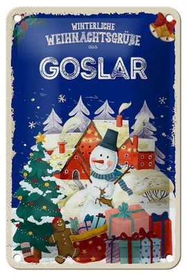 Produktbild von Blechschild Weihnachtsgrüße aus GOSLAR Geschenk Dekoration  12x18cm