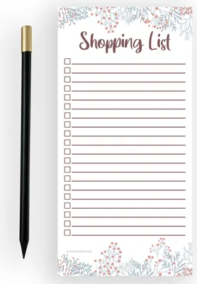 Produktbild von magnetische Einkaufsliste Shopping, Kühlschrankblock mit Stift, 50x Einkaufszettel, DIN lang Notizblock mit Magnet - Floral