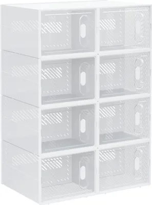 Image de Meuble à chaussures DIY à emboîter avec 8 compartiments, rangement rectangulaire pour chaussures, plastique, transparent, 25 x 35 x 19 cm