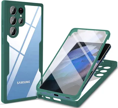 Immagine prodotto di Custodia Samsung Galaxy S22 Ultra 5G, protezione completa a 360° con protezione del display integrata per Samsung S22 Ultra 5G verde