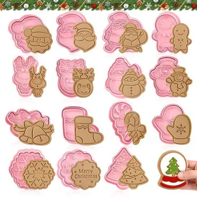 Produktbild von Kerstkoekjesformen, 16-teilig, Kunststoff, für Kinder, Fondantformen