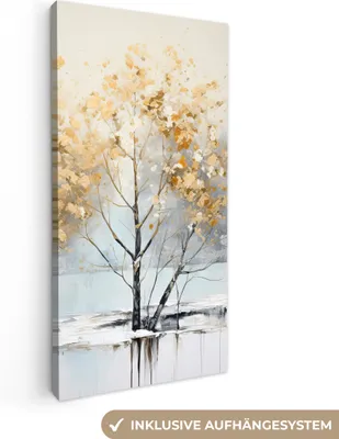 Produktbild von MuchoWow® - Leinwandbilder - Winter - Bäume - Natur - Acryl - Kunst, Wandbild, Wanddeko Bilder Wohnzimmer, 40x80 cm