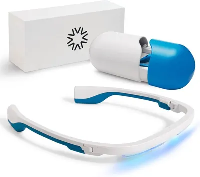 Produktbild von AYOlite Lichttherapie Brille - Tragbare Tageslichtlampe für mehr Energie - 470 nm Blau-Türkis-Licht für ein frisches Sommergefühl - UV- & infrarotfrei
