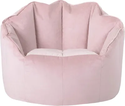 Immagine prodotto di Pouf da esterno, poltrona pouf, rosa chiaro, tessuto in velluto, pouf per adulti con imbottitura inclusa, sedia a forma di conchiglia, pouf, camera da letto