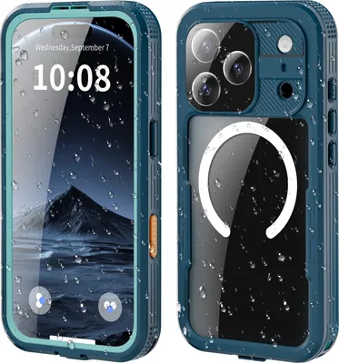 Produktbild von Wasserdichte Schutzhülle für iPhone 17 Pro, Displayschutz, passend für Magsafe, Ganzkörper Unterwasser Handyhülle Blau