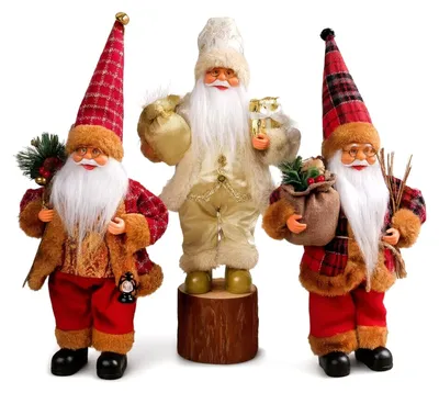 Produktbild von Weihnachts-Plüschfigur 3er-Set Weihnachtsfiguren 30cm Weihnachtsdeko Tischdeko Winter
