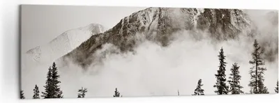 Produktbild von Bild auf Leinwand - Leinwandbild - Einteilig - Nebel Berg Wald - 160x50cm - Wand Bild - Wanddeko - Wandbilder - Leinwanddruck - Bilder - Wanddekoration - Leinwand bilder - Wandbild - AB160x50-4936