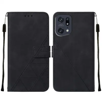 Produktbild von OPPO Find X5 Pro Hülle, Schlank Prägung Flip Leder Kartenfächer Schutzhülle mit Ständer für OPPO Find X5 Pro Schwarz