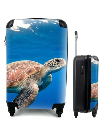 Produktbild von MuchoWow® Koffer Handgepäck Trolley Rollkoffer Kleine Reisekoffer mit 4 Rollen - Schildkröte im Ozean - Cabin Size < 55x40x23 cm & 55x40x20 cm - Fotokoffer - Kabinenkoffer - Boardgepäck - Reise-Box - Reisekoffer - Reisegepäck - Koffer mit Bild - Trolley für Kinder