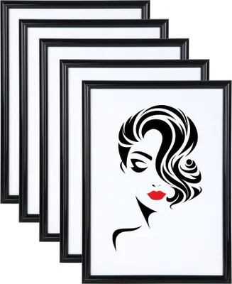 Produktbild von 3er 5er Set Classic Leichter Kunststoff Bilder Foto Rahmen Poster Schutz BD - Farbe: 5er Pack Schwarz | Format: 20x30