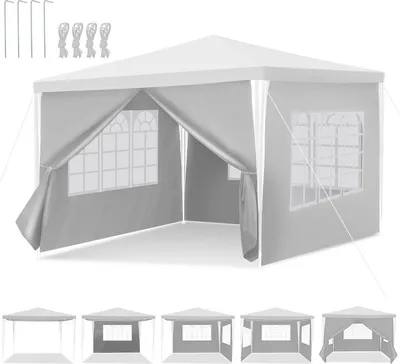 Obrázok produktu pre Yakimz 3 x 3 m / 3 x 6 m záhradný altánok s bočnými panelmi vodotesný stan so špirálovými rúrkami a veľkými oknami, na párty svadby kempovanie