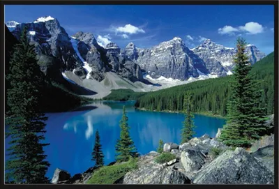 Immagine prodotto di Paesaggi - Poster - Moraine Lake II - Banff + cornice a incastro, Shinsuke® Maxi in plastica nera, lastra in acrilico