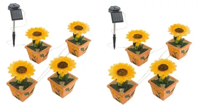 Immagine prodotto di set di 2 luci solari a quattro LED a forma di fiore