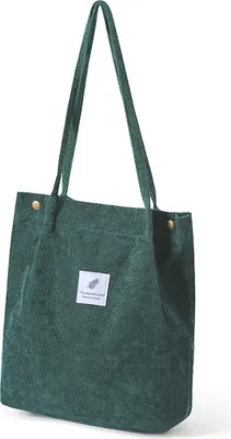 Produktbild von ALSTER HERZ® Damen Kordsamt Schultertasche Grün, Henkeltasche, Shopper Stofftasche für Alltag, Büro und Einkauf, A0308