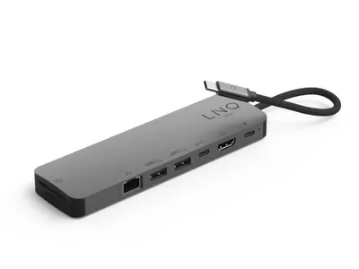 Produktbild von Linq Hub Usb-C 9In1 Ssd Pro Multiport (Hdmi, Usb-C, Rj45, 2Xusb-A, Usb-C Pd100W Für Stromversorgung, Microsd/Tf/Sd Slot, Nvme M.2)