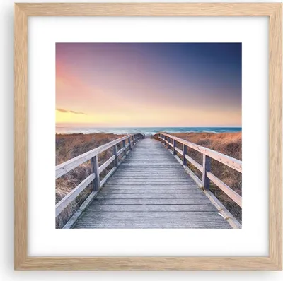 Produktbild von Gerahmtes Poster - Rahmen in heller Eiche - Weg Meer Brücke - 30x30 cm - Wand Bild - Wanddeko - Wandbilder - Kunstposter - Wandposter - Bilderrahmen - Bilder - Kunstdruck - P2NAC30x30-4948