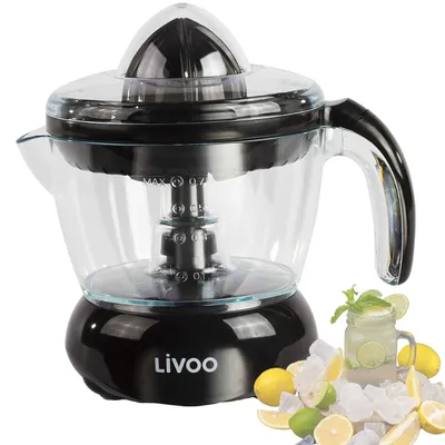 Produktbild von Livoo DOD131N, Langsamer Entsafter, Schwarz, Transparent, 65 RPM, 0,7 l, 25 W, 205 mm