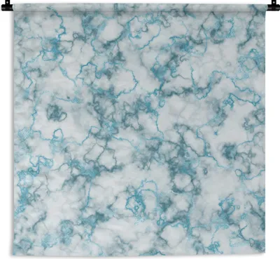 Produktbild von MuchoWow® Wandteppich Wandbehang Marmor - Türkis - Linie 120x120 cm Tapisserie Dekoration Wandtuch - Modern - Baumwollgewebe