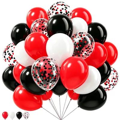 Luftballons Schwarz Rot Weiß, 50 Stück, 12 Zoll, Rund