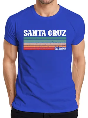 Produktbild von Santa Cruz California Vintage Retro Streifen 70er 80er Sunset Herren T-Shirt, Blau, XL