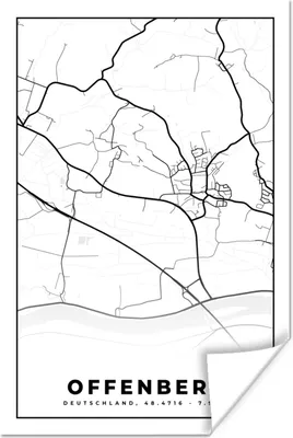 Produktbild von MuchoWow® Poster Offenberg - Stadtplan - Karte 120x180 cm - Kunstposter