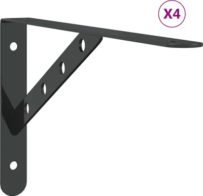 Produktbild von vidaXL Regalträger 4 Stk. 30x2,5x15,5 cm Schwarz Edelstahl
