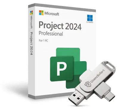 Produktbild von Microsoft Project 2024 Professional – Dauerlizenz 1 PC, Box mit Lizenz, Projektmanagement-Software + 2in1-USB-Stick (Zugabe)