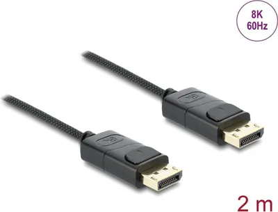Immagine prodotto di Cavo coassiale DisplayPort Delock 8K 60 Hz con rivestimento intrecciato 2 m