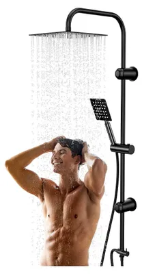 Produktbild von Regendusche ohne Armatur, 30 × 30 cm quadratischer Duschkopf mit Handbrause-Set, Edelstahl Duschsystem