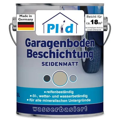 Produktbild von Plid Garagenbodenbeschichtung 2,5L Kieselgrau – für ca. 18m² / Betonbodenfarbe & Versiegelung – Bodenbeschichtung Garage, abriebfest & strapazierfähig