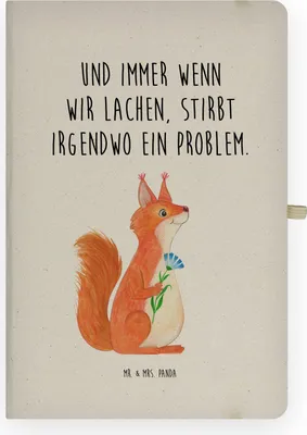 Produktbild von Mr. & Mrs. Panda Notizbuch kariert Eichhörnchen Blume - Transparent - Geschenk, Lachen, Skizzenbuch, Motivation Sprüche, Spaß, Adressbuch, Spruch Positiv, Eichhorn