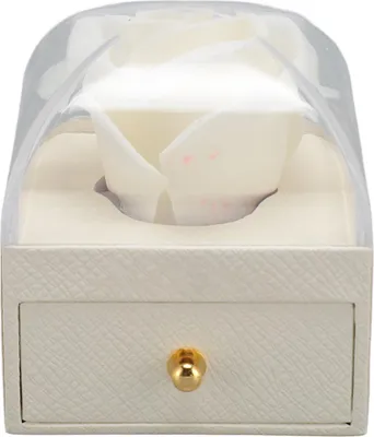 Produktbild von Rosen-Ringbox, exquisites, romantisches Mehrzweck-Blumenetui aus Samt für Heiratsantrag, Weiß