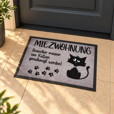 Produktbild von Schmutzfangmatte Katze Miezwohnung 40x60 cm lustige innen Fußmatte