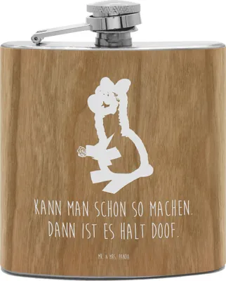 Produktbild von Mr. & Mrs. Panda edelstahl flachmann Alpaka Blume - Transparent - Geschenk, Lama, Lamas, feldflasche, Hip Flask, spirituosenflasche, Spruch