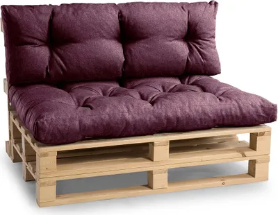 Produktbild von Palettenkissen, Gartensofakissen, Sitzkissen, N_PPI (Set Sitzkissen 120x80 + Rückenlehne 120x40, Violett)