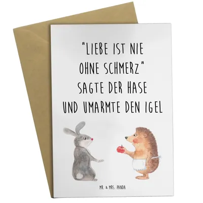 Produktbild von Mr. & Mrs. Panda Glückwunschkarte Hase Igel - Weiß - Geschenk, Trennungsschmerz, einladungskarten, weihnachtskarten, dankeskarten, Liebe Spruch, Herzschmerz, Grußkarten