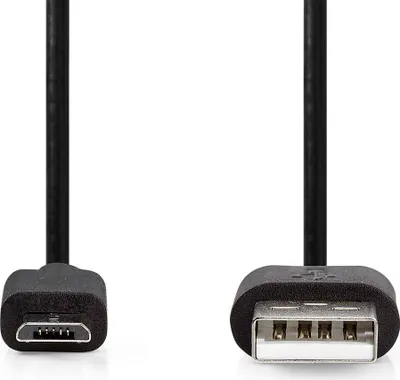 Produktbild von Nedis USB-Kabel - USB 2.0 - USB-A Stecker - USB Micro-B Stecker - 11 W - 480 Mbps - Vernickelt - 2.00 m - Rund - PVC - Schwarz - Label