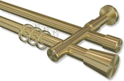 Produktbild von Interdeco Rundrohr-Innenlaufstange, Gardinenstange (Kombination) Messing-Optik Modell Prestige Sitra, 20 mm Ø 2-läufig, 320 cm (geteilt)