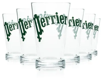 Produktbild von 6x Perrier Wasser Glas Longdrink 0,3l Retro Sammler Selten Gastro Gläser Hotel