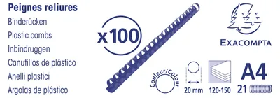 Imagen del producto de Exacompta, caja con 100 carpetas de anillas de plástico de 20 mm, color , modelo 75601E