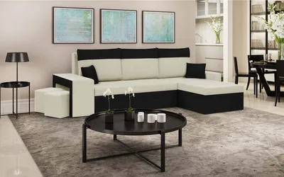 Produktbild von Ecksofa DAKOTA2 mit Schlaffunktion - Creme/Schwarz