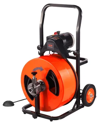 Image de SKYSHALO foreuse de canalisation 100 FT x 3/4 pouces, déboucheur automatique, y compris 4 têtes de coupe et pédale à air, convient pour les tuyaux de 1 "à 4