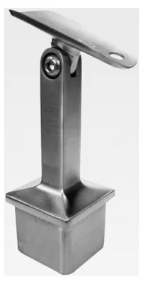 Produktbild von Edelstahl Rohrstütze für Handlauf mit eckiger Trägerplatte und runder Halterung 42,4 mm