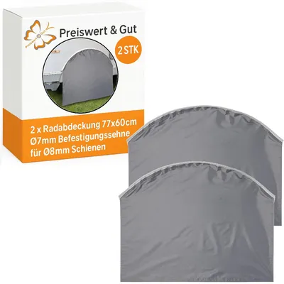 Produktbild von 2x Reifenschutzhülle für Wohnwagen & Wohnmobile – 77x60cm – Polyester – schützt vor UV & Schmutz, Ø7mm Befestigungssehne